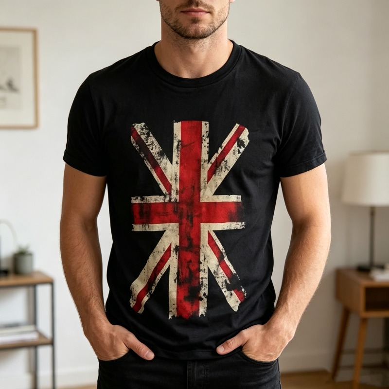 Men'S Fashion Uk - ยูเนี่ยนแจ็คเสื้อยืดกราฟิกวินเทจลายธงชาติอังกฤษเสื้อยืดแขนสั้นลำลองสำหรับทั้งชายและหญิง