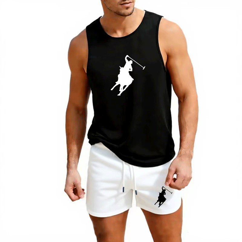 Men'S Fashion Trends - ชุดเสื้อกั๊กและกางเกงขาสั้นฤดูร้อนสำหรับผู้ชายสไตล์ยุโรป ชุด 2 ชิ้น ชุดออกกำลังกายกลางแจ้ง ชุดกีฬาแฟชั่นลำลอง