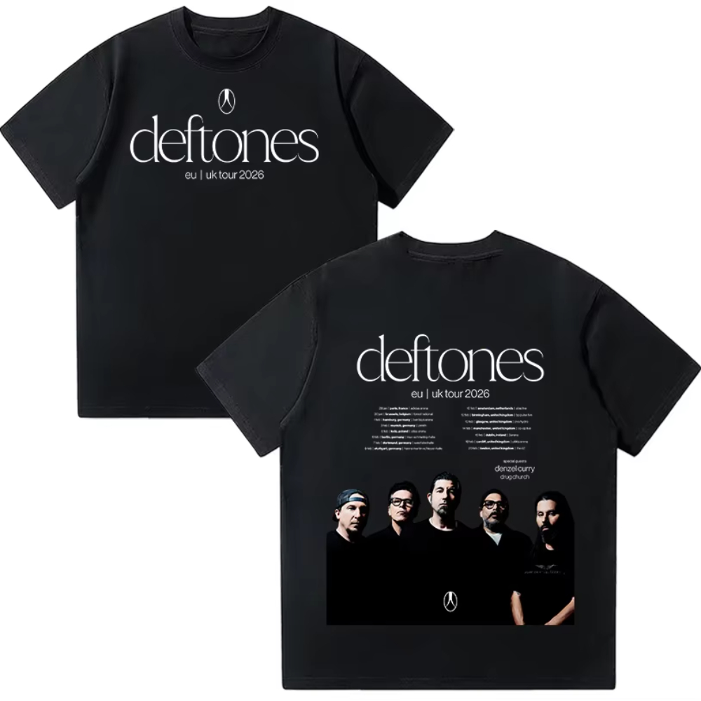 Men'S Fashion Uk - เสื้อยืด Deftones ทัวร์ยุโรป-อังกฤษ 2026 เสื้อยืด Deftones