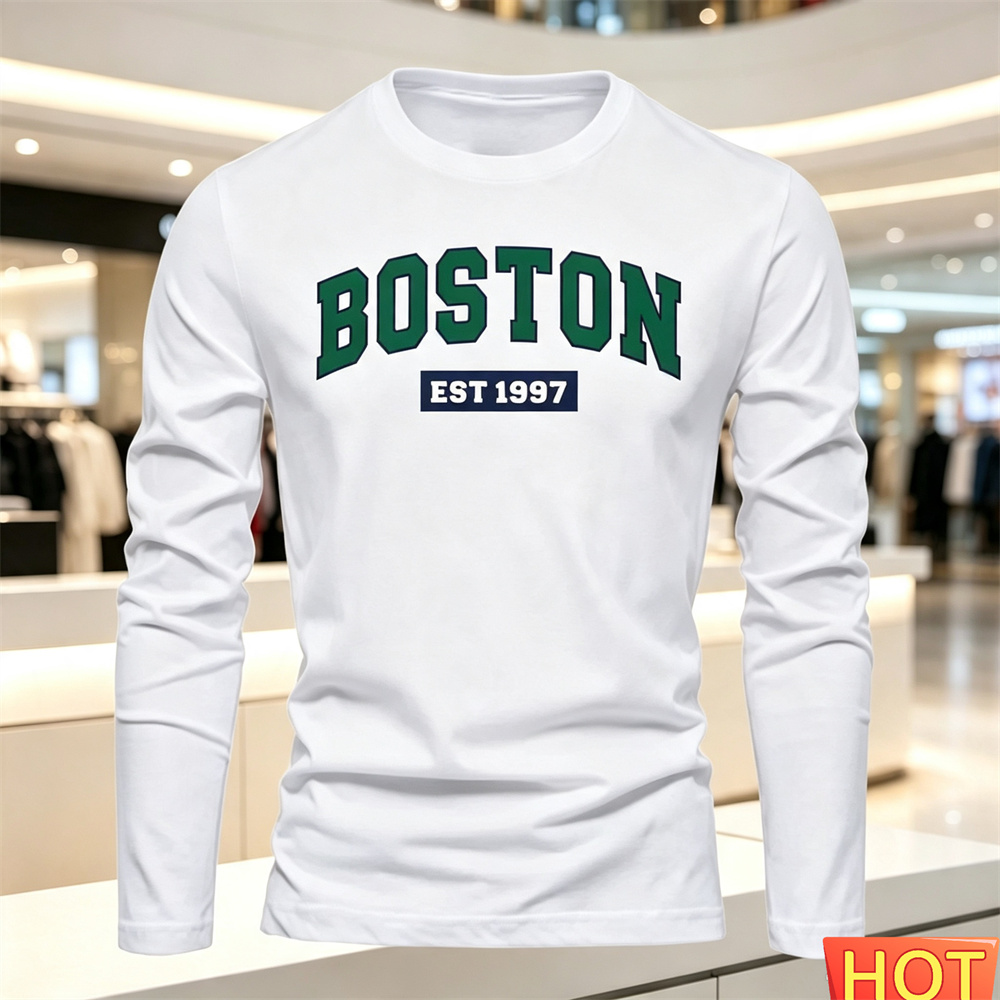Men'S Fashion Trends - เสื้อยืดแขนยาวผู้ชายลายตัวอักษร คอกลม เสื้อยืดอเนกประสงค์ แฟชั่นผู้ชายสไตล์ Y2K เสื้อทรงหลวม