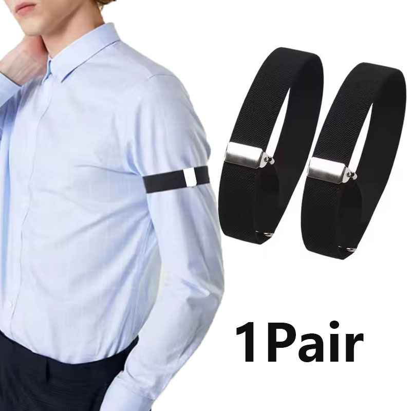 Men'S Fashion Rules - สายรัดแขนเสื้อแบบปรับได้ 2 ชิ้น ยืดหยุ่น ไม่ลื่น สายรัดแขนแฟชั่น