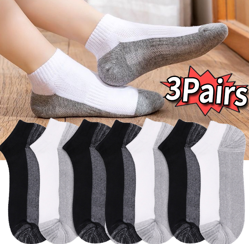 Socks Ankle Men - ถุงเท้าข้อสั้นสำหรับฤดูร้อน ระบายอากาศได้ดี คุณภาพสูง สำหรับผู้ชายและผู้หญิง ดีไซน์สีตัดต่อ ถักทออย่างประณีต