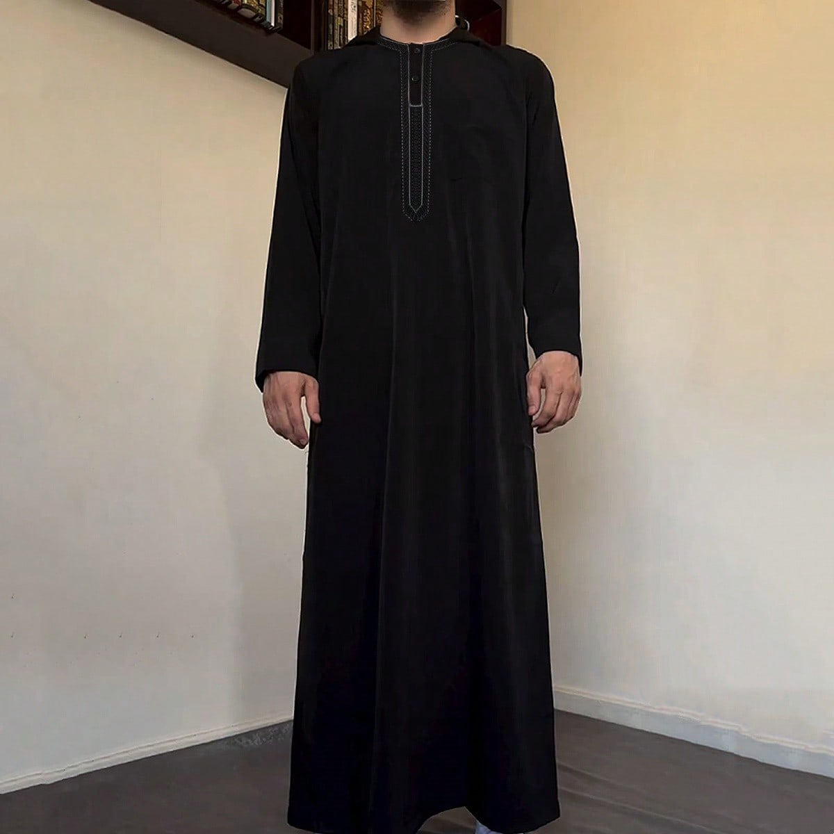 Dubai Men'S Fashion - Hooded Solid Men Jubba Thobe มุสลิมแฟชั่น