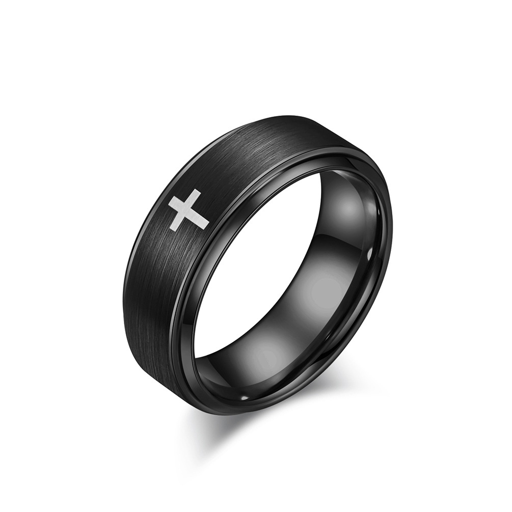 Men'S Fashion Easter - แหวนไม้กางเขน 8 มม. สําหรับผู้ชาย, แหวนทังสเตน, ของขวัญศาสนาคริสต์มาสวันครบรอบอีสเตอร์,