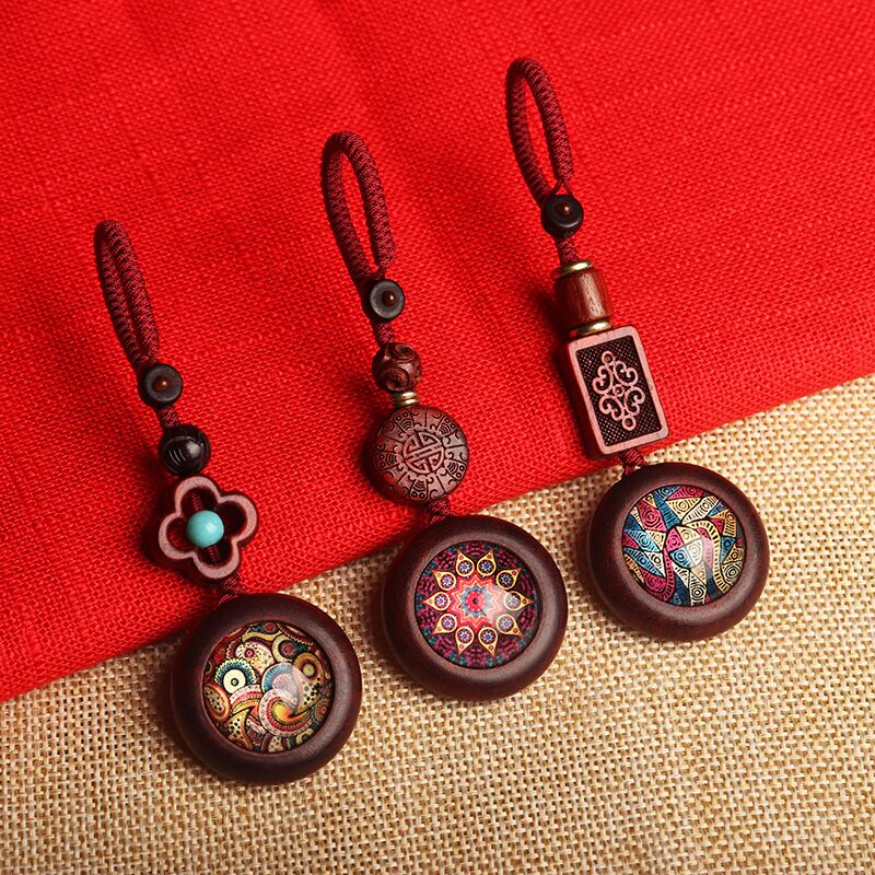 Men'S Fashion Easter - ไม้จันทน์พวงกุญแจผู้ชายผู้หญิงจี้ Vintage Chinoiserie เครื่องประดับบุคลิกภาพ Creative Kaleidoscope