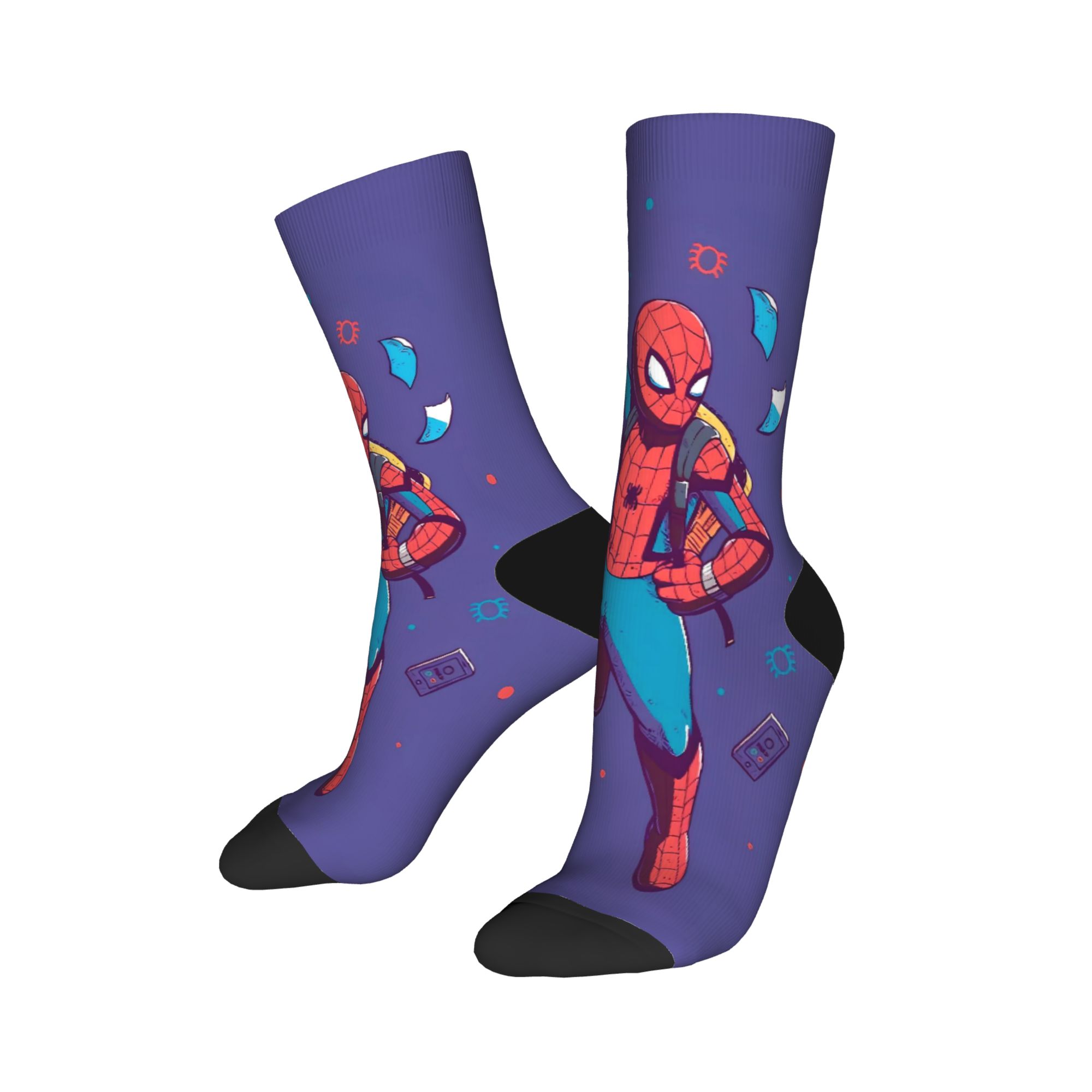Men'S Fashion Youtube - ถุงเท้าผู้ชาย S-Spiders Heroes ถุงเท้าแฟชั่นฤดูใบไม้ร่วง ถุงเท้าอุ่นนุ่มลายกราฟิก ถุงเท้าปั่นจักรยานกันลื่น