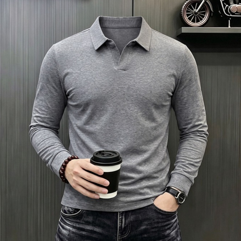 Men'S Fashion Trends - เสื้อโปโลแขนยาวผู้ชายสไตล์ลำลองสำหรับธุรกิจ ใส่สบาย ระบายอากาศได้ดี เหมาะสำหรับฤดูใบไม้ผลิและฤดูใบไม้ร่วง ใช้ได้ในโอกาสทางการ