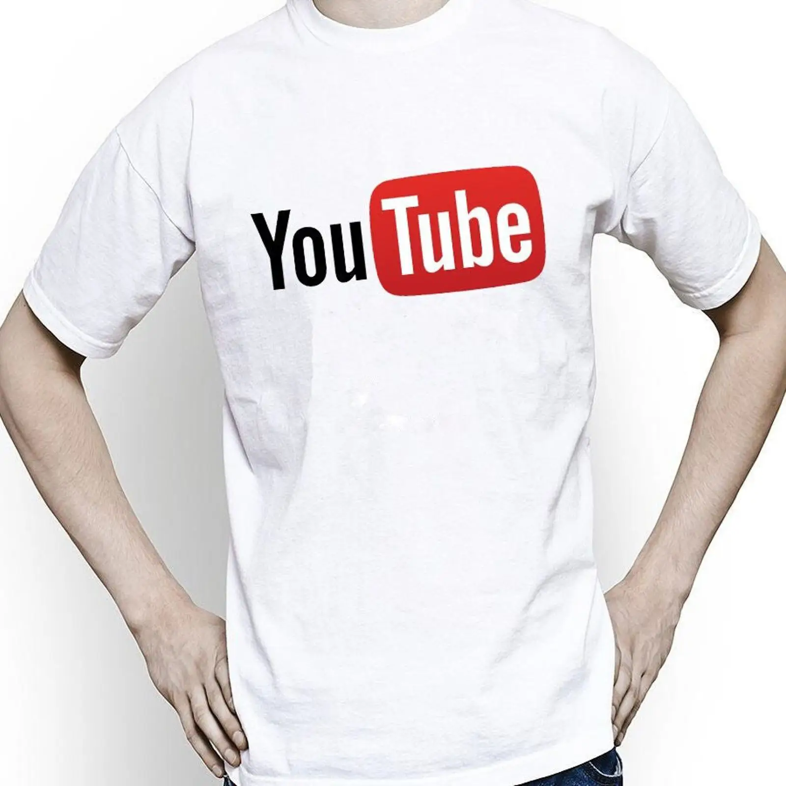 Men'S Fashion Youtube - เสื้อยืดลายวิดีโอจากช่อง YOUTUBE สไตล์วินเทจ ผ้าซักแล้ว ยืดได้ ใส่สบาย