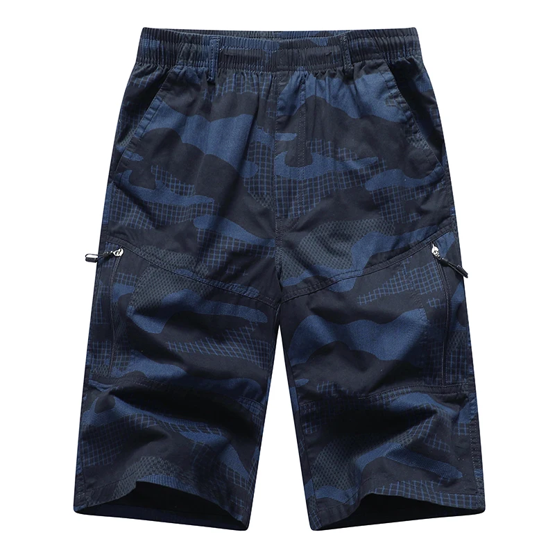 Mens Fashion Camo Pants - LIBIELIY Mens Camo กางเกงขาสั้นด้านล่างเข่ากางเกงขาสั้นกระเป๋าซิปแฟชั่นหลวมตรงกางเกง Capri ผ้าฝ้ายสบายชายหาด