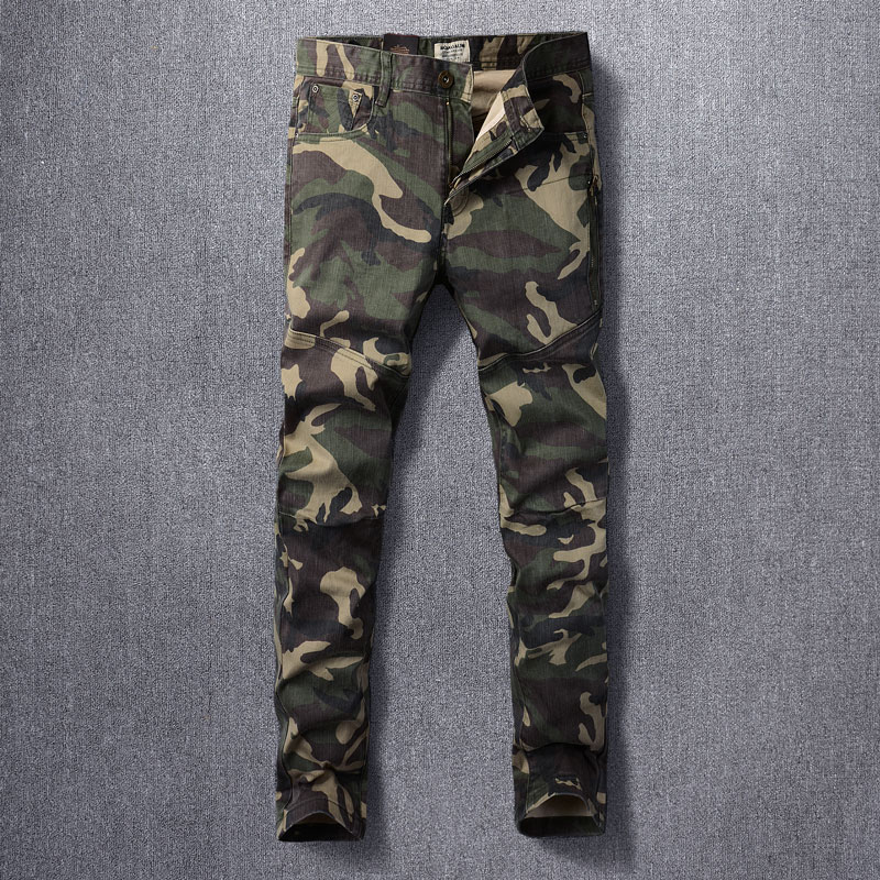 Mens Fashion Camo Pants - Designer กางเกงยีนส์ผู้ชายแฟชั่นคุณภาพสูง Camo ยืด SLIM FIT