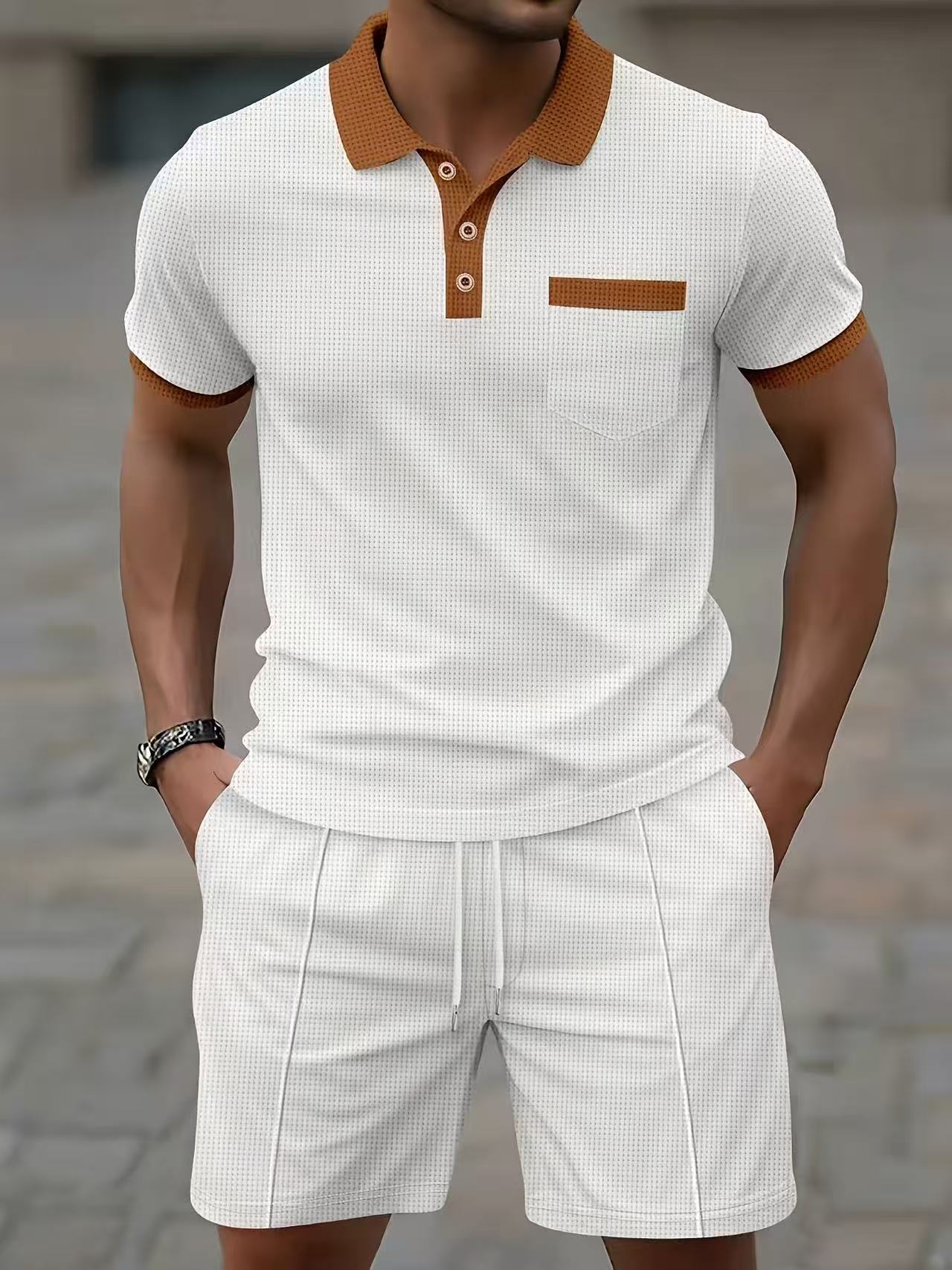 Men'S Fashion Rules - เสื้อเชิ้ตแขนสั้นผู้ชายขายดีประจำฤดูร้อน ชุดเสื้อยืดโปโลและกางเกงขาสั้น แฟชั่น ระบายอากาศได้ดี สไตล์ลำลอง สปอร์ต