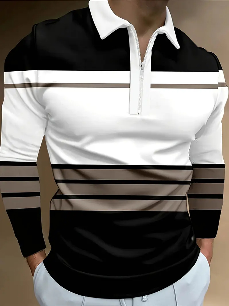 เสื้อโปโลผู้ชาย ซิปโปโล เสื้อโ - Mens Fashion Quarter Zip บทวิจารณ์และราคา