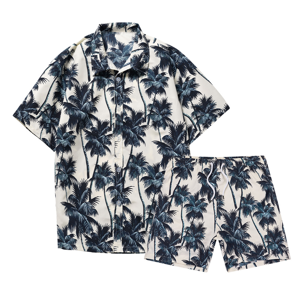 เสื้อเชิ้ตลายต้นมะพร้าวฮาวายแบ - Mens Fashion Suits บทวิจารณ์และราคา