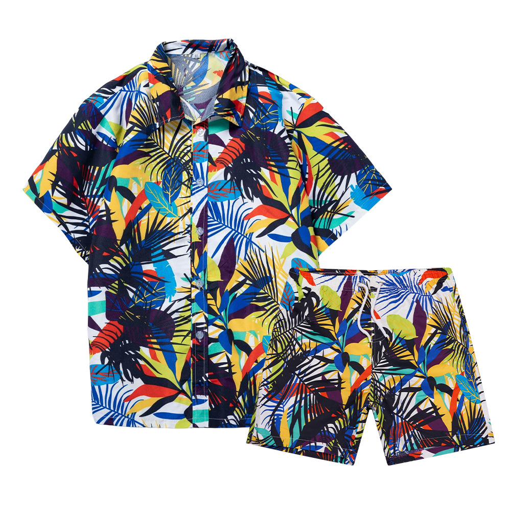 เสื้อเชิ้ตลายต้นมะพร้าวฮาวายแบ - Mens Fashion Suits บทวิจารณ์และราคา