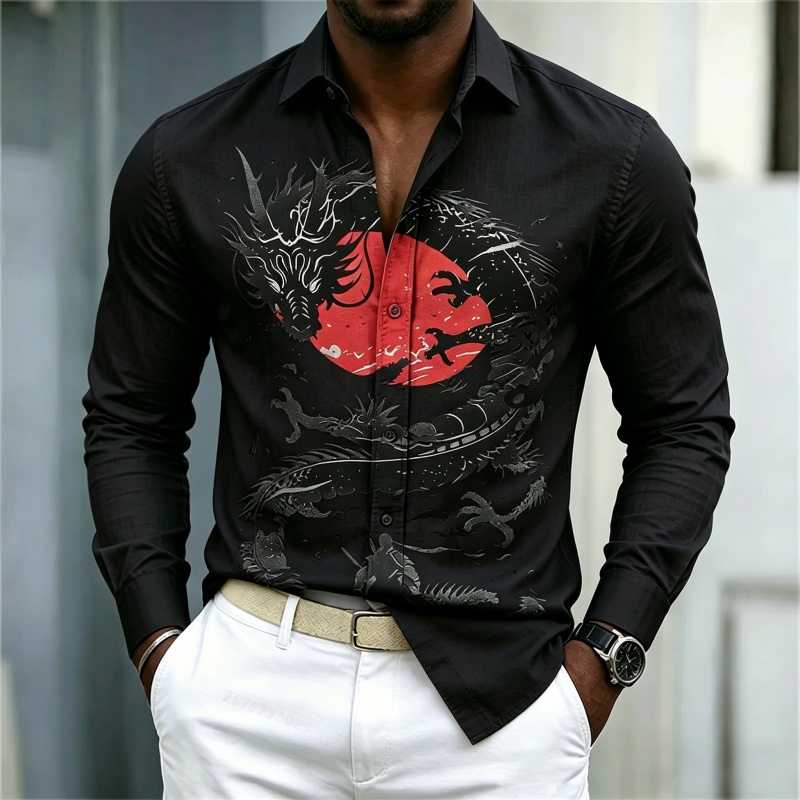 เสื้อเชิ้ตผู้ชายลายมังกรสีขาวด - Men'S Fashion Trends บทวิจารณ์และราคา
