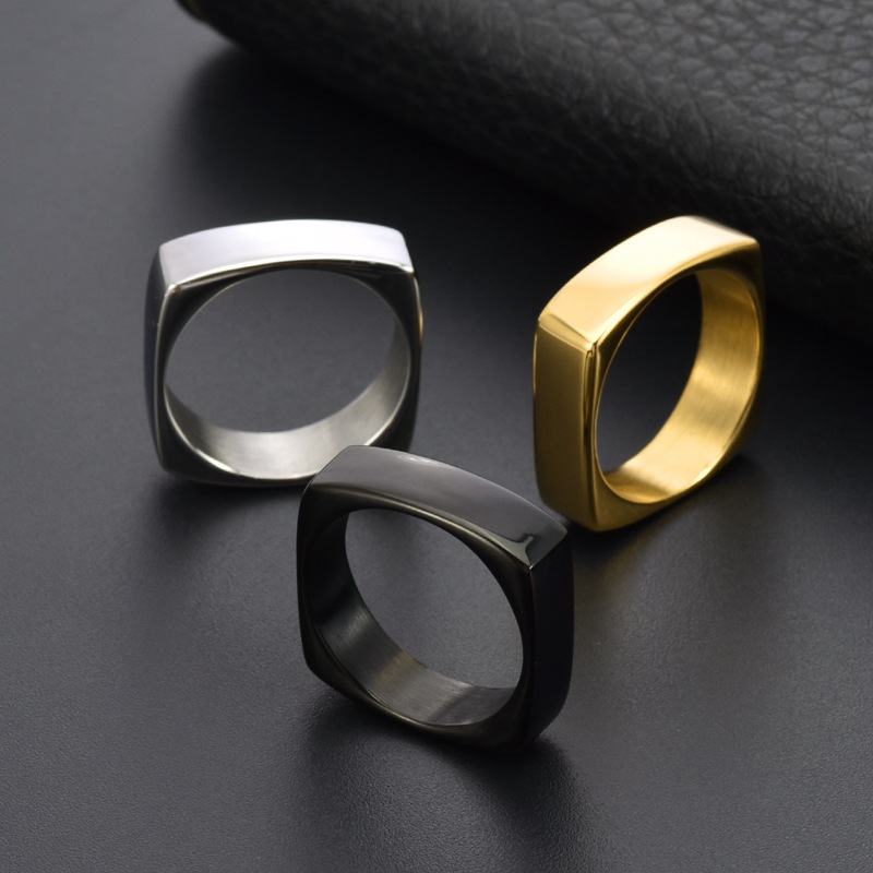 กว้าง 6 มม.สแควร์แหวนเหล็กไทเท - Men'S Fashion Easter บทวิจารณ์และราคา