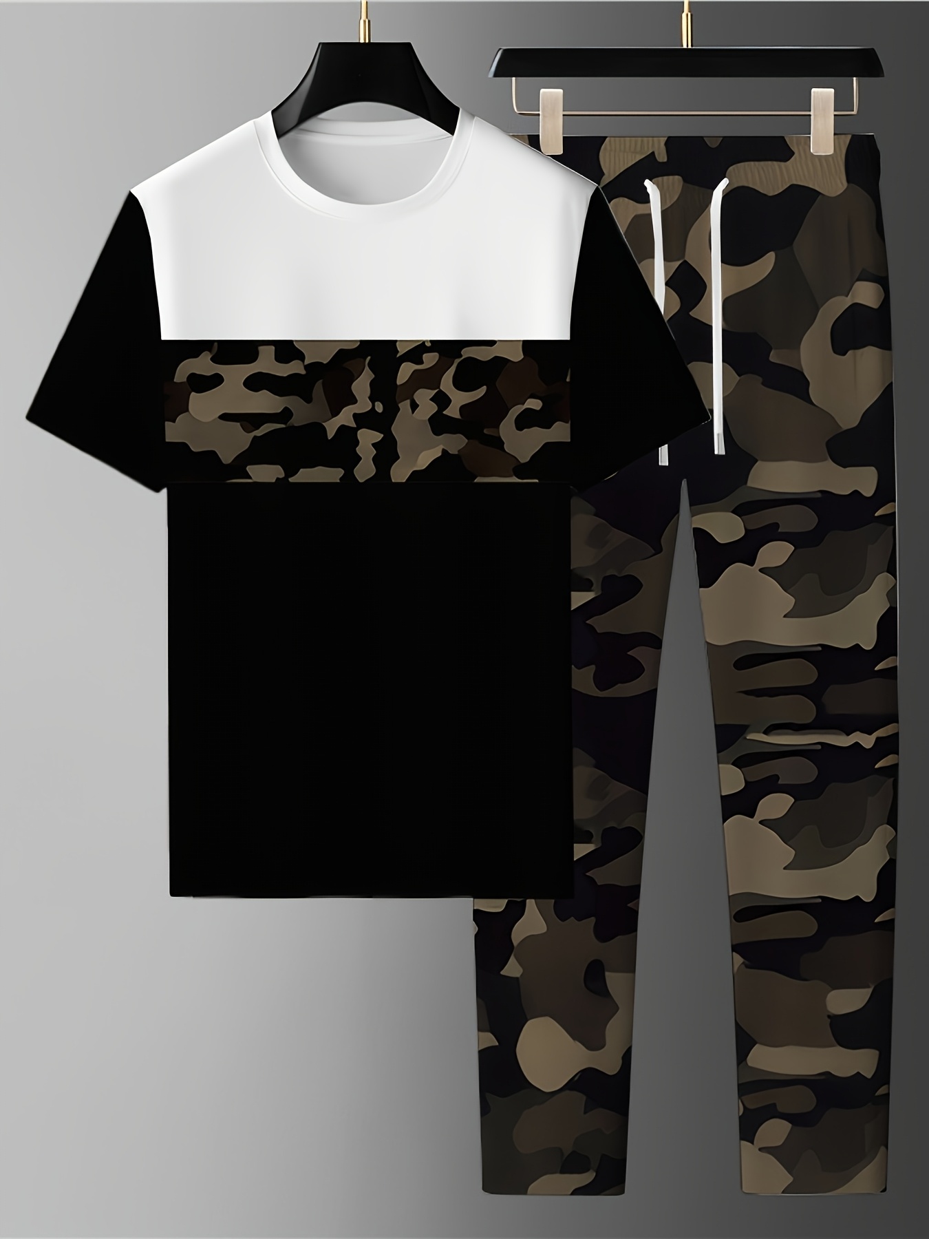 ชุดเซ็ตเสื้อแขนสั้นกางเกงขายาว - Mens Fashion Camo Pants บทวิจารณ์และราคา