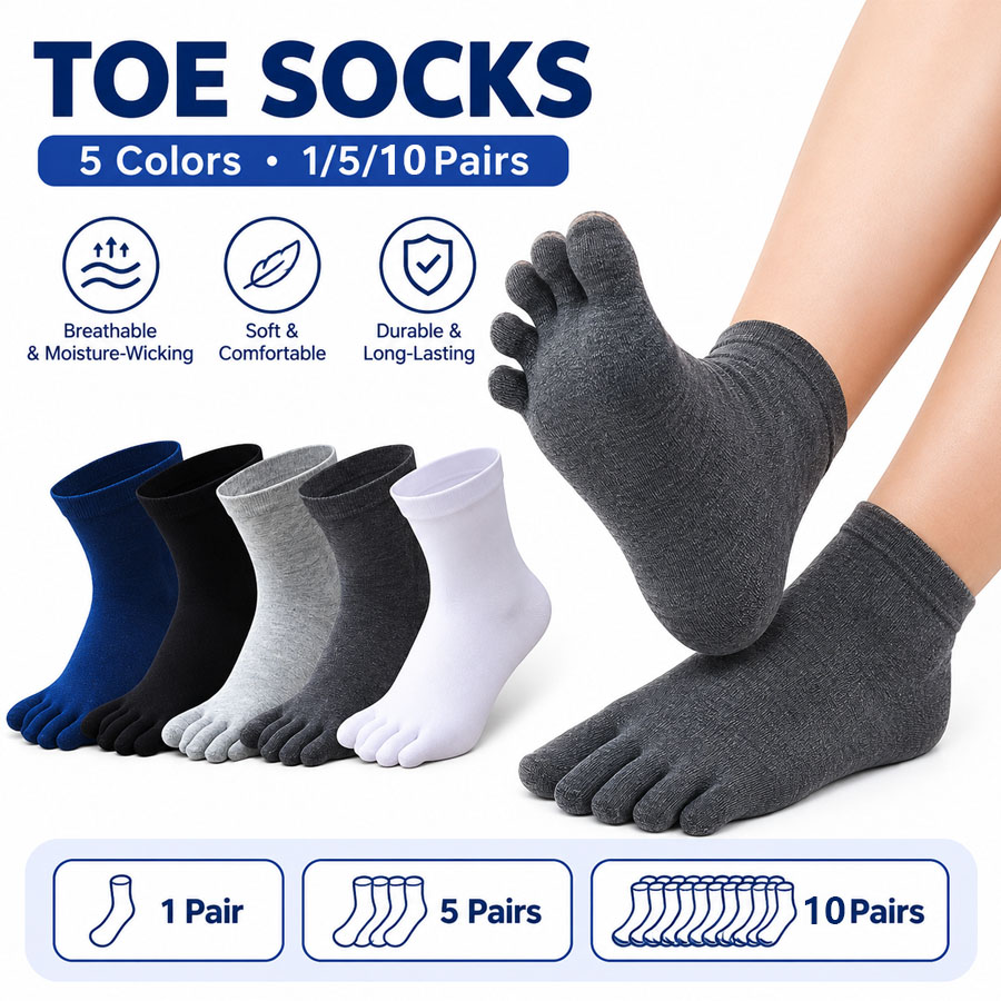 ถุงเท้าผ้าฝ้ายแบบห้านิ้วสำหรับ - Socks Ankle Men บทวิจารณ์และราคา